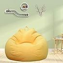 Bean Bag Chair Cover without Filling Lazy Lounger Bean Bag Storage Chair Cover Solid Color Simple Design Recliner Gaming Storage Bag for Indoor Outdoor BeanBag Chair for Adults and Kids 100x120cm (Corn yellow)