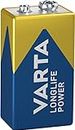 VARTA Batterien 9V Blockbatterie, 1 Stück, Longlife Power, Alkaline, für Rauchmelder, Brand- & Feuermelder, Mikrofon