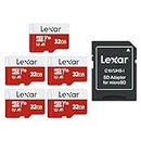 Lexar Micro SD Karte 32GB 5er Pack, Speicherkarte Micro SD mit Adapter, Bis zu 100 MB/s Lesegeschwindigkeit, UHS-I, U1, A1, V30, C10, 4K UHD microsdxc SD Karte für Kamera, Smartphone