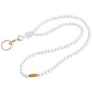 Moinchore Beaded Lanyards for ID Badges and Keys Women Gifts Cute Teacher Lanyard Silicone Soft Keychain Lanyard (White and Black)