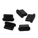 KERDEJAR Dust Plugs,5PCS Type-C Dust Plug USB Charging Port Protector Silicone Cover for Samsung Huawei Smart Phone Accessories Black