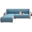 cjc Double-Sided Waterproof Sofa Slipcover L Shape Sofa Cover Sectional Couch Cover Chaise Slip Cover Reversible Sofa Cover Furniture Protector Cover for Pets Kids Children Dog Cat (XL, Blue)