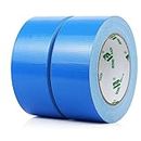 BOMEI PACK Blue Duct Tape Waterproof, Strong Tape Grips 2Rolls 9Mil x1.88inch x 30yds, Residue Free for Crafts and Repair