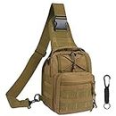 flintronic Tactical Shoulder Bag, Tactical Molle Sling Chest Pack, Laptop Daypack Daysack Military Mini Backpack for Hiking,Cycling, Traveling (Include 1*Keychain)