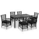 vidaXL Set da pranzo all'aperto 7 pezzi Poly Rattan nero giardino patio tavolo sedia