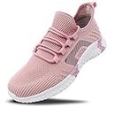 Beita Womens Running Shoes Slip On Fashion Sneakers for Teen Girls Breathable Walking Shoes, Pink, 6.5