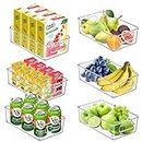 Yitriden 6 Packs Fridge Organisers Bins, Clear Plastic Food Storage Containers with Handles, Perfect Kitchen Organization or Pantry Storage, for Freezer, Kitchen, Countertops, Cabinets
