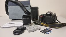 NIKON D5600 DSLR Camera 2 Lens, Low Shutter, As New, 3 Memory Cards, 2 Batteries