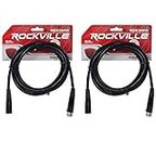Rockville (2) RDX3M10 10 Foot 3 Pin DMX Lighting Cable 100% OFC Copper Female 2 Male