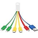 La Brodée Multi Charging Cable Short, 6 in 1 Multiple USB Fast Charger Cord Adapter Type C Micro USB Port Connectors Compatible with Cell Phones/Tablets/Portable Charger (Multi-color)