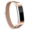 LAREDTREE Metal Loop Bands Compatible with Fitbit Alta/Fitbit Alta HR, Breathable Stainless Steel Loop Mesh Magnetic Adjustable Wristband for Women Men (Rose Gold)