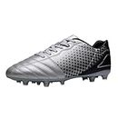 DREAM PAIRS Men's Firm Ground Soccer Cleats Soccer Shoes,Size 9,Silver/Black,SUPERFLIGHT-1