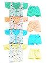 Jimmy Jammy New Born Baby Boys & Girls Clothes Dress Soft Hosiery Cotton Blend Unisex T-Shirt and Shorts Pack of 4 T-Shirt + 4 Shorts Multi Colored | Size 0 Months Up to 12 Months (3-6 Months)