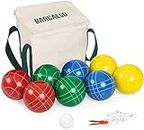 Barcaloo Bocce Ball Set with 8 Premium Resin Multicolor Bocce Balls, Pallino, Carry Bag & Rope