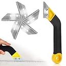HASTHIP® Grout Scraping Rake Tool, Tile Grout Remover, Tile Grout Hand Saw Angled Grout Clean Remover with 5 Pcs Blades Replacement for Quick Grout Removal Tile Cleaning