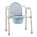 VONOYA Lightweight Foldable Bedside Commode w Removable Bed Pan, Portable Chair with Build-in Toilet for Disabled People The Elderly & Others up to 136kg, Adjustable Height Folding Stool