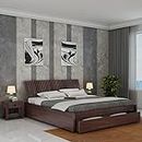 WOODNETIC Solid Sheesham Wood Bedroom Furniture King Size Double Bed with 1 Drawer Storage Without Mattress for Bedroom, Living Room, Hotel, Guest Room (Standard, Walnut Finish)