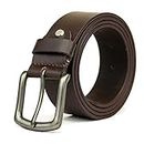 Mens Genuine Leather Casual Belt for Jeans and Dress, Big, Tall and Wide Leather Belt (28"-64") Black and Brown