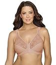 EXQUISITE FORM Front Close Wireless Plus Size Posture Bra with Lace, Size 44D, Rose Beige