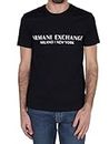 A|X ARMANI EXCHANGE Men's Short Sleeve Milan New York Logo Crew Neck T-Shirt, Black, Medium