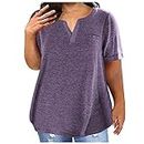 Buy Again My Orders Plus Size Tops for Women 2024 Short Sleeve V Neck Tunic Blouse with Pocket Summer Fashion Solid Cotton Tee Workout Basic Comfy T Shirts Loose Fit Trendy Ladies Outfits