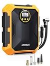 AstroAI Tyre Inflator 12V DC Portable Air Compressor, Car Accessories, Auto Tyre Pump 100PSI with LED Light, Digital Air Pump for Car Tyres Bicycles Other Inflatables (Yellow)