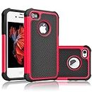 Tekcoo Compatible for iPhone 5S Case/iPhone SE Case/iPhone 5 Case, [Tmajor Series] [Red/Black] Shock Absorbing Hybrid Defender Rugged Cover Skin Shell Hard Plastic Outer & Rubber Silicone Inner