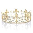 Royal Full King Crown Metall Kronen und Tiaras für Männer Cosplay Abschlussball Party Dekorationen Krone Kopfschmuck Zubehör (Gold)