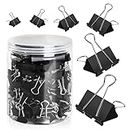 VTECHOLOGY 120Pcs Paper Binder Clips 6 Assorted Sizes,Jumbo, Large, Medium, Small, Mini and Micro Paper Clamps School Binder Clips with Plastic Box