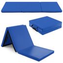 Costway 6 x 2 FT Tri-Fold Gym Mat with Handles and Removable Zippered Cover-Dark Blue