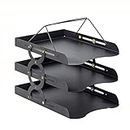 3 Tier Letter Trays, Document Holder Metal Desk Storage Organizer Stacking Supports, No Assembly Required (Color : Black, Size : 22.9x31.3x21.4cm)
