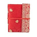 Fair Trade Block notes ricoperto in tessuto sari 80 x 105 mm mini rosso