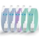 iPhone Charger Cable [MFi Certified][3/6/6/10/10FT] 5 Pack Long USB A to Lighting Fast Charging Cord Colorful USB Nylon Braided High Speed Data Sync USB Cable for iPhone 14 13 12 11 Pro Max X 8 7