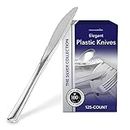 Stock Your Home 125 Disposable Heavy Duty Plastic Knives, Fancy Plastic Silverware Looks Like Real Cutlery - Utensils Perfect for Catering Events, Restaurants, Parties and Weddings (Silver)