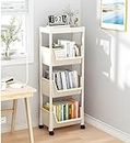 HoopVool Plastic Trolly Cart, Multipurpose Storage Organizer, Rotating Bookshelf, Mobile Storage Trolley with Wheels, Used in Bedrooms, Living Rooms, Kitchen, Office. (3 - Layer)