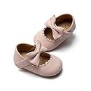 Meckior Infant Baby Girls Bowknot Mary Jane Flats Shoes Toddler Princess Wedding Dress Shoes Newborn Soft Rubber Sole Crib Sneaker Shoes, 6-12 Months Infant