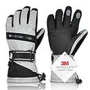 3M Thinsulate Ski Gloves, Waterproof Gloves for Men, Cold Winter Weather Thermal Snow Gloves for Skiing Snowboard, Windproof Breathable Touchscreen Gloves for Men Women