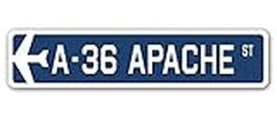 A-36 Apache Street Sign Air Force Aircraft Military | Indoor/Outdoor | 24" Wide
