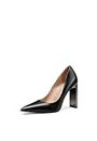 QUEEN HELENA Pumps mit hohem Absatz, breite Schuhe, elegante spitze Schuhe für Damen K3331, Schwarz Pu, 35 EU