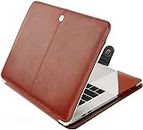 Flausen PU Leather Folio Case for Dell New Inspiron 14 2-in-1 (5410) Laptop, Brown