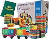CONZ DELIGHT Kids Magnetic Building Blocks – 100 Pcs Expandable Magna Tiles Set for Boys, Girls – Educational & Playtime Toys for STEM Construction – Loved by Kids, Parents, Nurseries
