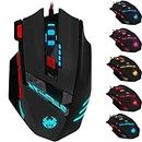 Zelotes T90 Professional 9200 DPI High Precision USB Wired Gaming Mouse,8 Buttons,With 7 kinds modes of LED Colorful Breathing Light, Weight Tuning Set (Black)