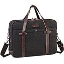 Messenger Bag for Men, VASCHY Vintage Canvas Water Resistant 15.6 inch Laptop Bag Business Briefcase Casual Shoulder Bag for Work Travel Gray