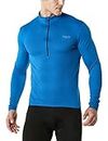 TSLA Men's Long Sleeve Bike Cycling Jersey, Quick Dry Breathable Reflective Biking Shirts with 3 Rear Pockets MCT21-BLU AU_XLarge Size Blue