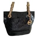 Michael Kors Bags | Michael Kors Jetset Monogram Patent Shoulder Bag Euc | Color: Black/Gold | Size: Os