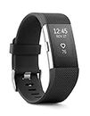 Fitbit Charge 2 Heart Rate + Fitness Wristband Watch, Black,(US Version), Large (6.7 - 8.1 Inch) (Renewed)