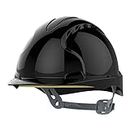 JSP EVO 2 Safety Helmet with Slip Ratchet Adjustment Harness Vented EN 397 Industrial Hard Hat for Building, Construction and Work sites Black (AJF030001100)