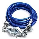 IMUU Stainless Steel Wire Tow Rope with 7Ton Capacity with Self Locking Hook | Tow Strap Rope for Heavy Duty Breakdown Recovery. (Color:-Blue)