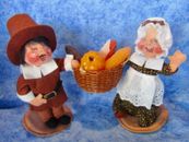 1985 Annalee Dolls - Two Pilgrims with Basket of Veggies - Perfect for Fall!
