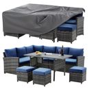 Patio Furniture Set w/ Cover,7 Pieces Outdoor Sectional Sofa Wicker Rattan Couch